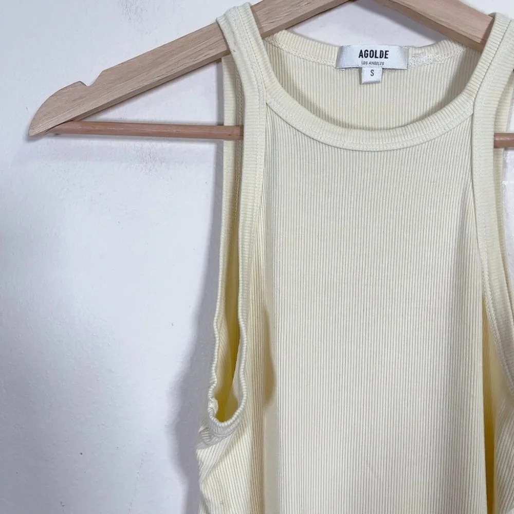 Agolde Rianne Ribbed Yellow Bodysuit - Picture 4 of 12